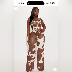 Brown and White Cow Print 2 piece set